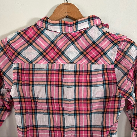 MERONA Crinkle Plaid Half Button Down Top - Picture 6 of 8